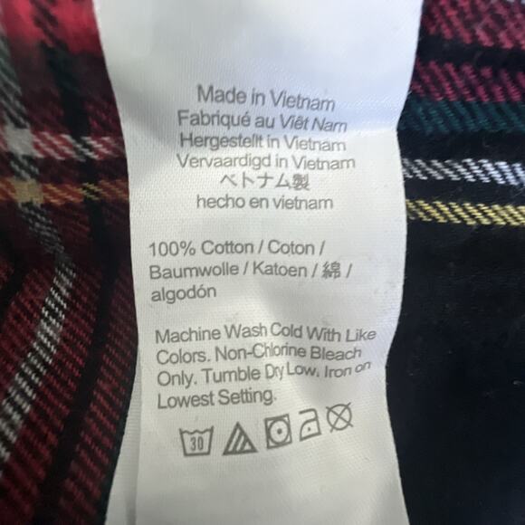 J crew Flannel Pajama Set Mens large Plaid Cotton Black red PJ button up holiday - Picture 14 of 16